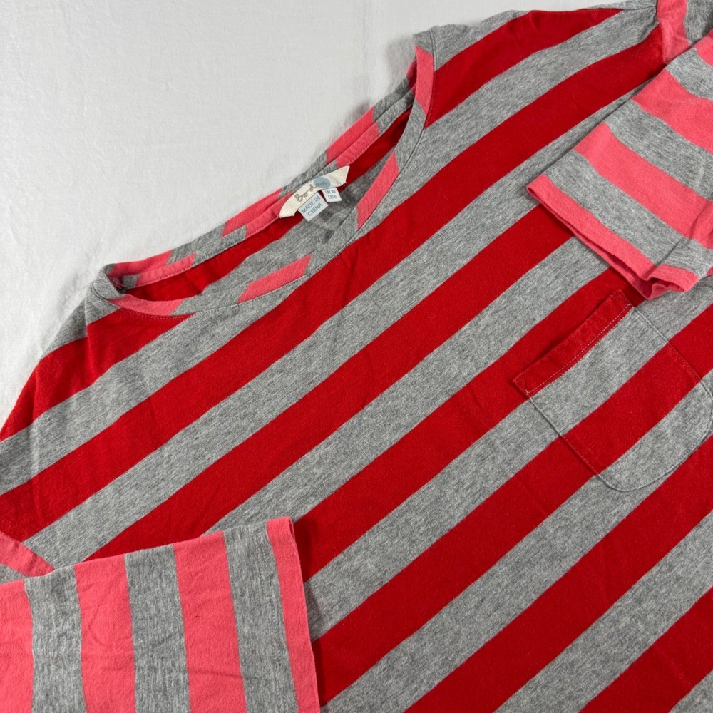 Boden Women's Size 6 Gray Striped 100% Cotton 3/4 Sleeve Pocket T-Shirt